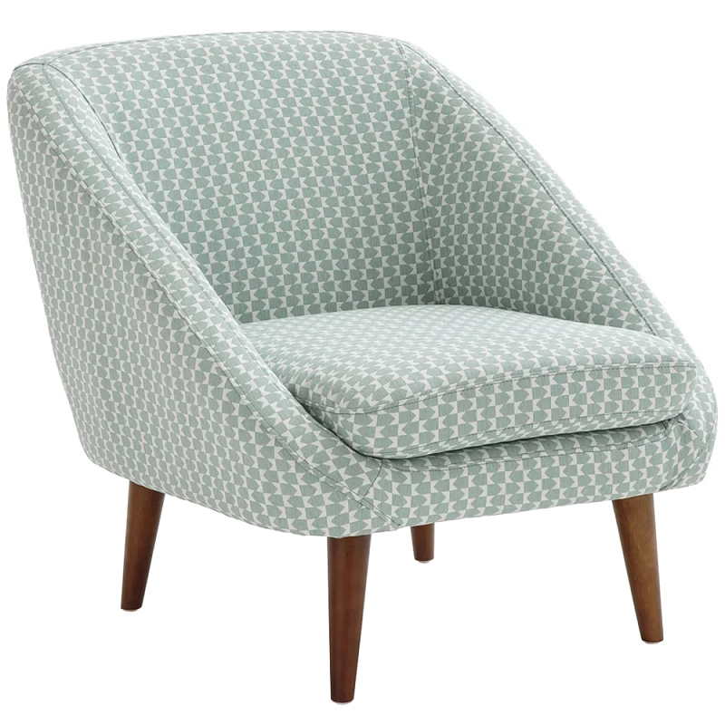 Кресло светло-бирюзовое с принтом Pauley Light Turquoise Armchair Светло-голубой Коричневый Кресло светло-бирюзовое с принтом Pauley Light Turquoise Armchair Светло-голубой Коричневый во Владивостоке | Loft Concept