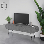 ТВ-тумба серая с 2-мя откидными дверцами и 2-мя открытыми полками CAPSULE TV STAND RETRO GREY варинант исполнения - 3 | Loft Concept во Владивостоке