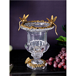 Ваза из прозрачного стекла на бронзовой подставке с ободком и ручками в виде стрекоз Eden Garden варинант исполнения - 2 | Loft Concept во Владивостоке