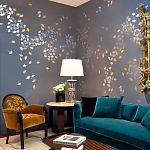 Обои ручная роспись Gingko Colourway SC-98 on Gun Metal dyed silk варинант исполнения - 1 | Loft Concept во Владивостоке