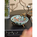 Блюдо из голубого фарфора с бронзовой птичкой Blue Garden варинант исполнения - 4 | Loft Concept во Владивостоке