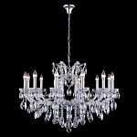 Люстра подвесная с 12-ю лампочками и прозрачными хрустальными подвесками на хромированном основании Crystal lamps варинант исполнения - 2 | Loft Concept во Владивостоке
