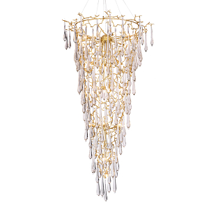 Люстра подвесная в форме перевернутой пирамиды с металлическими ветвями и прозрачными стеклянными подвесками Droplet Chandelier