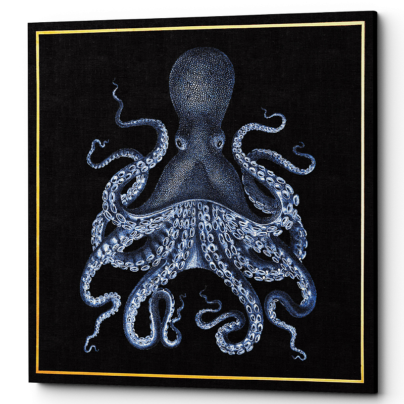 Постер Blue Octopus Poster 2 Черный Морская синь Постер Blue Octopus Poster 2 Черный Морская синь во Владивостоке | Loft Concept