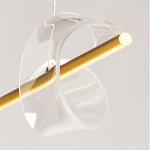 Люстра линейная золотистого цвета с двумя прозрачными волнистыми элементами Wave Line варинант исполнения - 11 | Loft Concept во Владивостоке