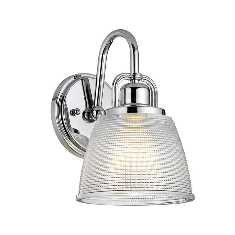 Бра с прозрачным рифленым плафоном в форме колокола Quoizel Хром Прозрачное Стекло во Владивостоке | Loft Concept 