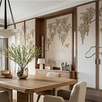 Обои с вышивкой ручной работы Deco Wisteria ﻿Midas colourway on Liso Pearl wool sateen варинант исполнения - 2 | Loft Concept во Владивостоке