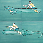 Плитка с узором Крокодил байдарочник варинант исполнения - 2 | Loft Concept во Владивостоке