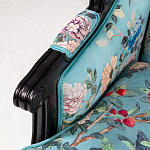 Трехместный диван из натурального бука бирюзовый с изображением птиц и цветов Turquoise Chinoiserie Garden Sofa варинант исполнения - 5 | Loft Concept во Владивостоке