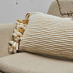 Чехол на подушку горчичного цвета с бахромой и объемным узором Ethnic mix варинант исполнения - 5 | Loft Concept во Владивостоке