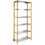 Стеллаж золото с прозрачными стеклянными полками Safekeeping варинант исполнения - 1 | Loft Concept во Владивостоке