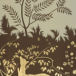 Обои ручная роспись в стиле Арт-деко Rateau Colourway SC-243 on Deep Rich Gold gilded paper варинант исполнения - 2 | Loft Concept во Владивостоке