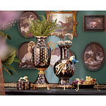 Ваза черного цвета из фарфора с золотистым узором и бронзовыми элементами Eden Garden porcelain and bronze варинант исполнения - 8 | Loft Concept во Владивостоке