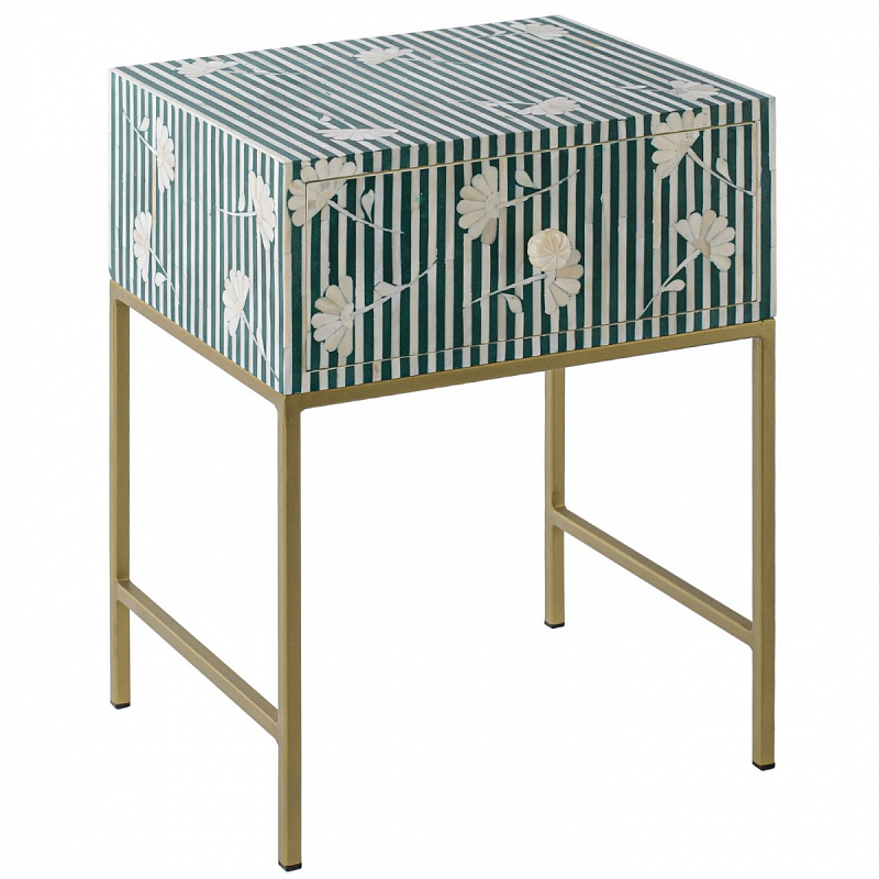 Тумбочка Green Flower Indian Bone Inlay nightstand Зеленый Тумбочка Green Flower Indian Bone Inlay nightstand Зеленый во Владивостоке | Loft Concept