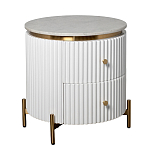 Тумбочка белая круглая с мраморной столешницей Thoroughbass варинант исполнения - 4 | Loft Concept во Владивостоке