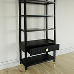 Стеллаж Elsa Dreams Black со стеклянными полками и ящиком варинант исполнения - 3 | Loft Concept во Владивостоке