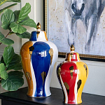 Ваза с крышкой и мазками синего и золого цвета на белом фоне Chinoiserie Ceramics варинант исполнения - 5 | Loft Concept во Владивостоке