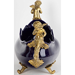 Чаша темно-синяя фарфоровая с бронзовыми ручками в виде ангелов Eden Garden варинант исполнения - 2 | Loft Concept во Владивостоке