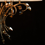 Люстра подвесная круглая с тканевым полупрозрачным абажуром и подвесками 6 ламп Gilded Elegance варинант исполнения - 7 | Loft Concept во Владивостоке