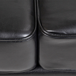 Диван кожаный двухместный на 4-х деревянных ножках из массива березы Logan Leather Seating black варинант исполнения - 4 | Loft Concept во Владивостоке