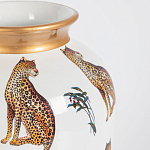 Ваза белая овальная с рисунком леопардов и золотыми акцентами LEOPARD Collection варинант исполнения - 1 | Loft Concept во Владивостоке