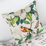 Декоративная подушка бежевая с изображением птица в саду Blooming Birds варинант исполнения - 3 | Loft Concept во Владивостоке
