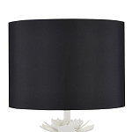 Настольная лампа с декором в виде белого цветка магнолии на каркасе и черным абажуром White Magnolia варинант исполнения - 2 | Loft Concept во Владивостоке