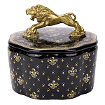 Шкатулка черного цвета с крышкой с фигуркой льва Eden Garden варинант исполнения - 1 | Loft Concept во Владивостоке