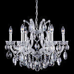 Люстра подвесная с 6-ю лампочками и прозрачными хрустальными подвесками на хромированном основании Crystal lamps варинант исполнения - 1 | Loft Concept во Владивостоке