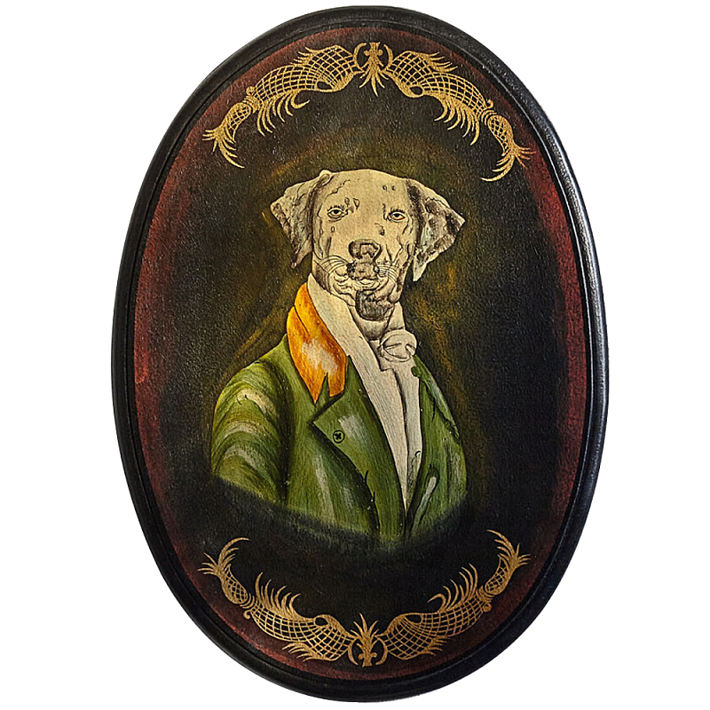 Картина в овальной раме Chinoiserie Grey Dog Portrait Мульти Черный Зеленый Картина в овальной раме Chinoiserie Grey Dog Portrait Мульти Черный Зеленый во Владивостоке | Loft Concept