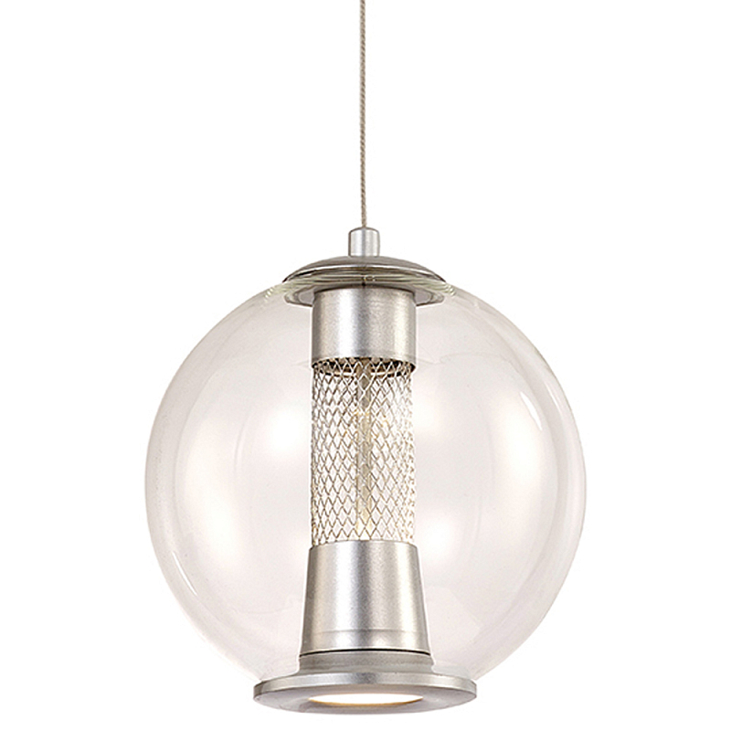 Подвесной светильник с плафоном в форме шара Inner Gleam Orb silver Прозрачное Стекло Серебряный Подвесной светильник с плафоном в форме шара Inner Gleam Orb silver Прозрачное Стекло Серебряный во Владивостоке | Loft Concept