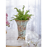 Ваза голубого цвета из фарфора с цветочным рисунком и бронзовой стрекозой Blue Garden варинант исполнения - 5 | Loft Concept во Владивостоке