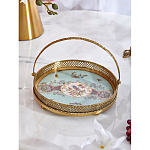 Блюдо круглое с ручкой и голубым фарфоровым дном с цветочным рисунком Blue Garden варинант исполнения - 3 | Loft Concept во Владивостоке