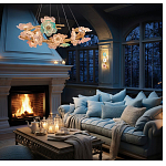 Люстра круглая на золотом каркасе с цветочным декором Miscellaneous herbs варинант исполнения - 6 | Loft Concept во Владивостоке