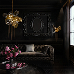 Люстра подвесная со стеклянными плафонами из дымчатого и золотистого с тремя вертикальными подвесками Gilded Mirage  варинант исполнения - 8 | Loft Concept во Владивостоке