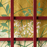 Обои ручная роспись The Plain of Musashi Original colourway on painted Xuan paper with gold ombre варинант исполнения - 2 | Loft Concept во Владивостоке