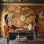 Обои ручная роспись в стиле Арт-деко Deco Dawn Bas Relief on Deep Rich Gold gilded paper варинант исполнения - 1 | Loft Concept во Владивостоке