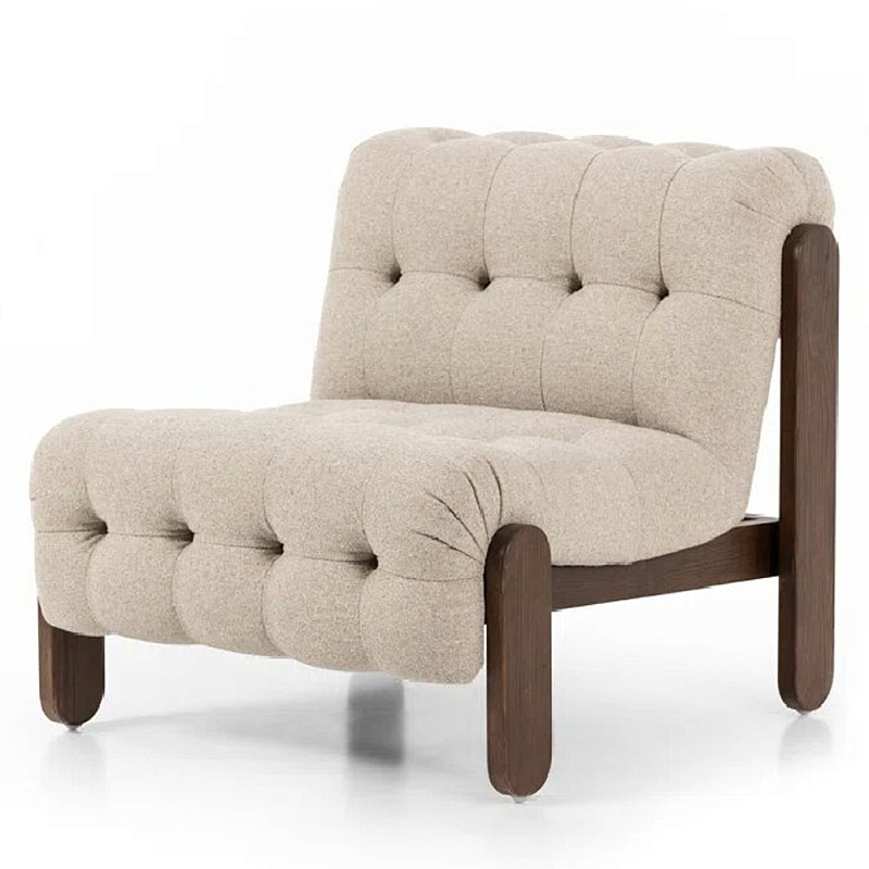 Кресло с деревянным каркасом и обивкой из ткани букле Medieval Furniture Молочный Кресло с деревянным каркасом и обивкой из ткани букле Medieval Furniture Молочный во Владивостоке | Loft Concept