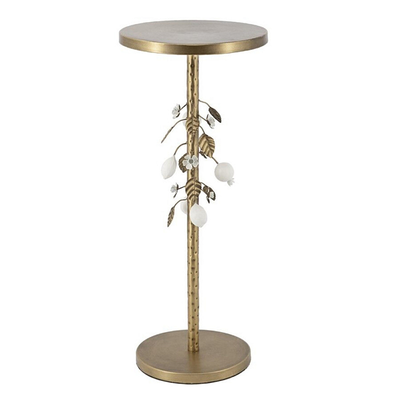 Столик золотистый с цветочной композицией на основании Forest Fairy Tale Золотой Белый во Владивостоке | Loft Concept 