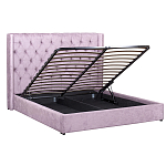 Кровать двуспальная фиолетовая с основанием из массива дерева с мягким изголовьем Velour Beds варинант исполнения - 2 | Loft Concept во Владивостоке