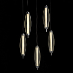 Люстра круглая каскадня с 5-ю плафонами из металлической сетки Mesh Lampshade Lighting варинант исполнения - 3 | Loft Concept во Владивостоке