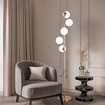 Торшер на золотом основании с 5-ю белыми шарообразными плафонами Bubble варинант исполнения - 4 | Loft Concept во Владивостоке