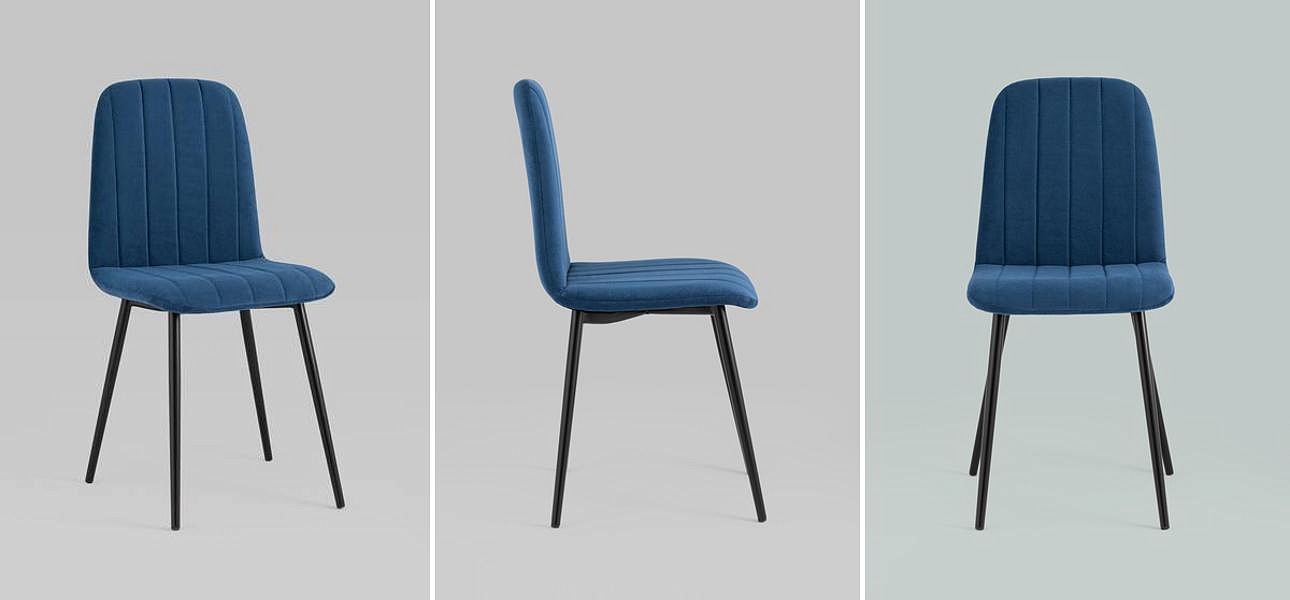 Стул Easy Chair Велюр Синий цвет Стул Easy Chair Велюр Синий цвет - Loft-Concept во Владивостоке