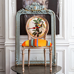 Стул бежевый в разноцветную полоску из натурального бука с изображением птиц и цветов Blooming Yellow Red Birds Colorful Stripes Chair варинант исполнения - 4 | Loft Concept во Владивостоке