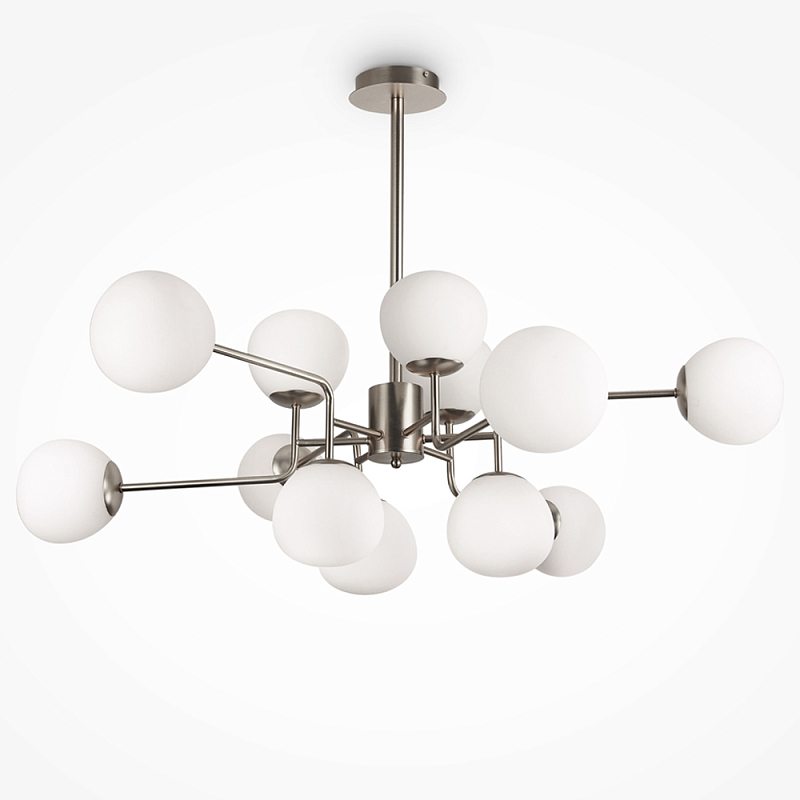 Люстра Tiepolo Ball Chandelier Nickel 12 Никель Белый во Владивостоке | Loft Concept 