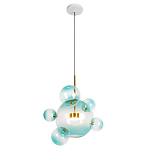 Подвесной светильник с прозрачными бирюзовыми стеклянными шарами и золотыми деталями Диаметр 46 Giopato & Coombes варинант исполнения - 1 | Loft Concept во Владивостоке