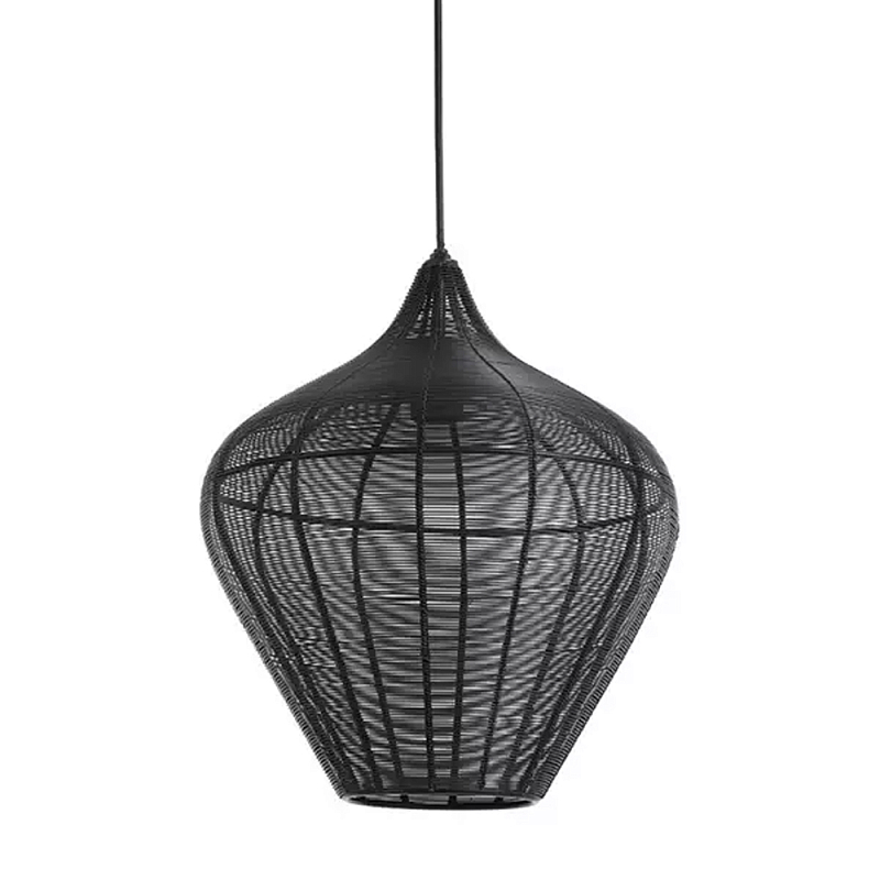 Подвесной светильник в форме купола с плетеным металлическим абажуром Wicker Iron Lamp Черный Подвесной светильник в форме купола с плетеным металлическим абажуром Wicker Iron Lamp Черный во Владивостоке | Loft Concept