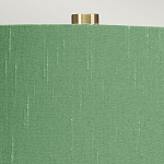 Настольная лампа с белым фигурным основанием на латунном основании и зеленым тканевым конусным абажуром Elstead Lighting варинант исполнения - 2 | Loft Concept во Владивостоке