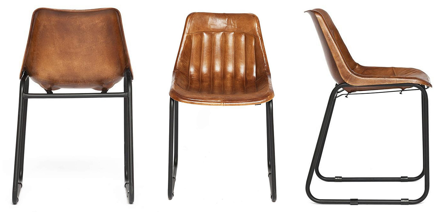 Стул из кожи буйвола Industrial leather dining chair - Loft-Concept во Владивостоке