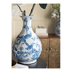 Ваза с мотивами цветущего сада с попугаями Blue Vase Inspired by Nature варинант исполнения - 6 | Loft Concept во Владивостоке